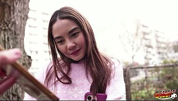 GERMAN SCOUT – Half Asia Latina Allison Sweet with saggy Tits Pick Up for Hard Casting Fuck