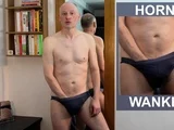 Horny British wanker masturbating in his underwear pulls