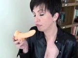 Milf brunette masturbating with toy ass