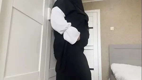 MILF in hijab jerks tight pussy hard and cums