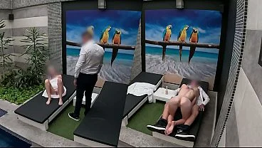 I undress unexpectedly in front of the apartment’s waiter, open my towel by the pool, he agrees to eat me out, and I give him a handjob and blowjob until he finishes inside my mouth. It was his lucky day; it was the first time it had happened to him